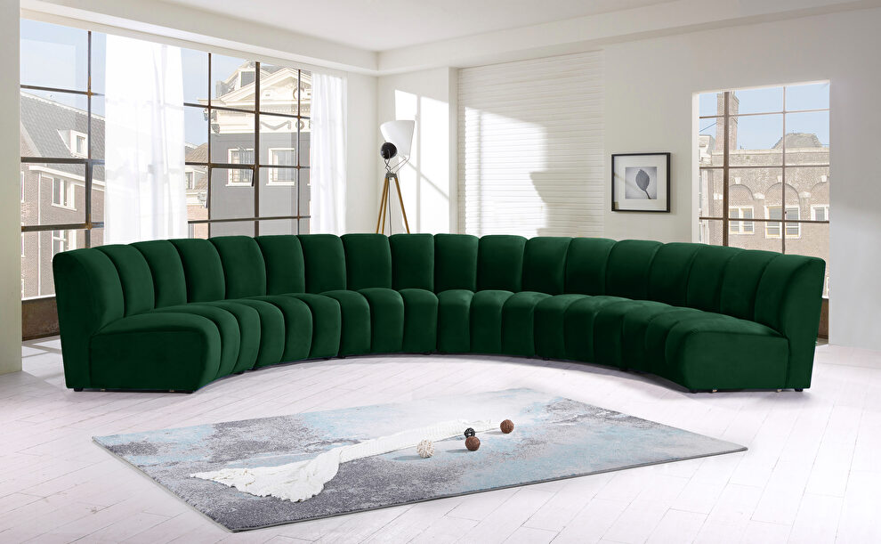 6pcs green velvet modular sectional sofa by Meridian