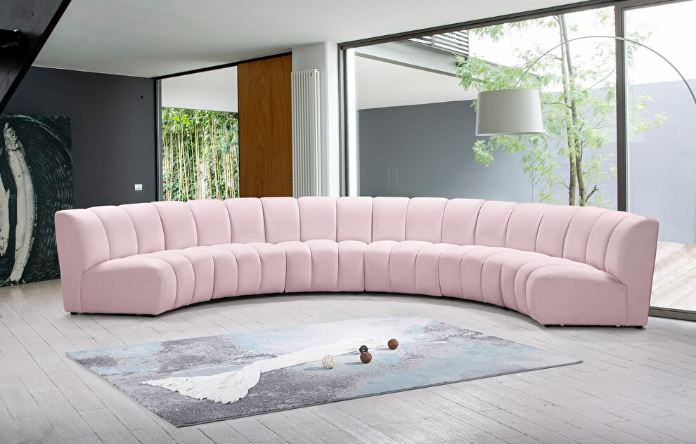 6pcs pink velvet modular sectional sofa by Meridian