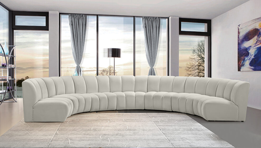 7pcs cream velvet modular sectional sofa by Meridian