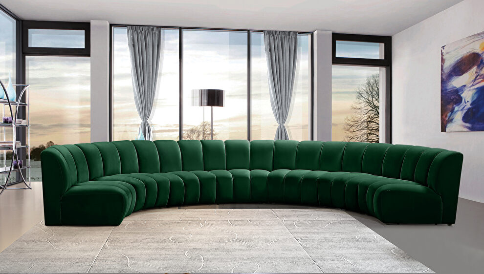 7pcs green velvet modular sectional sofa by Meridian