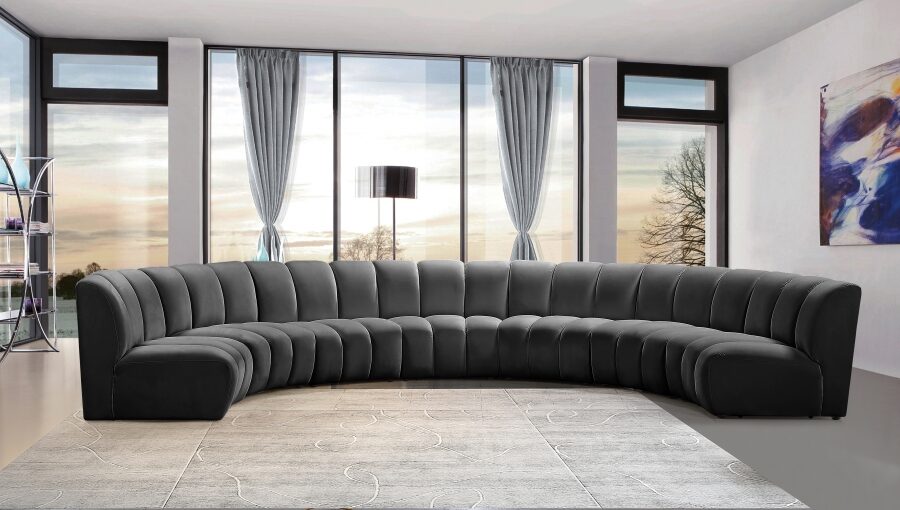 7pcs gray velvet modular sectional sofa by Meridian