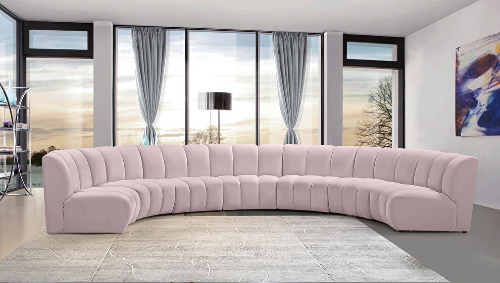7pcs pink velvet modular sectional sofa by Meridian