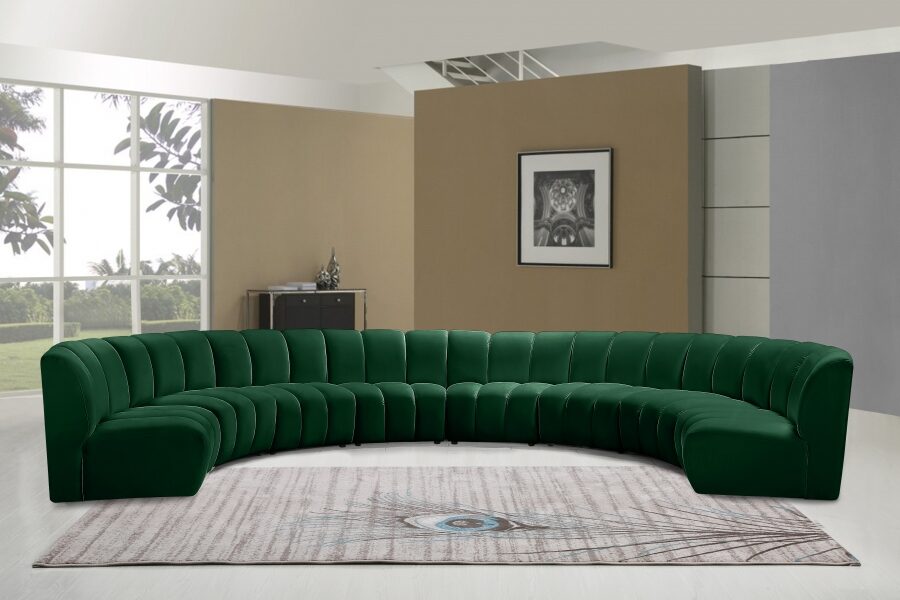 8pcs green velvet modular sectional sofa by Meridian