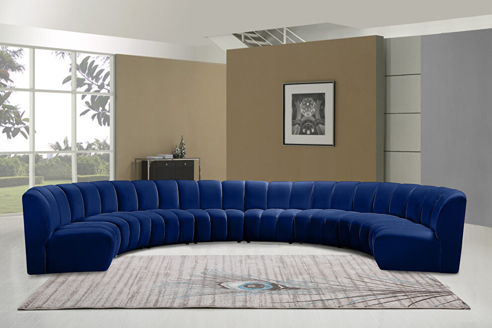 8pcs navy velvet modular sectional sofa by Meridian
