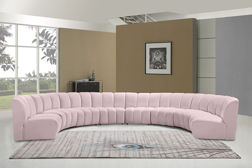 8pcs pink velvet modular sectional sofa by Meridian