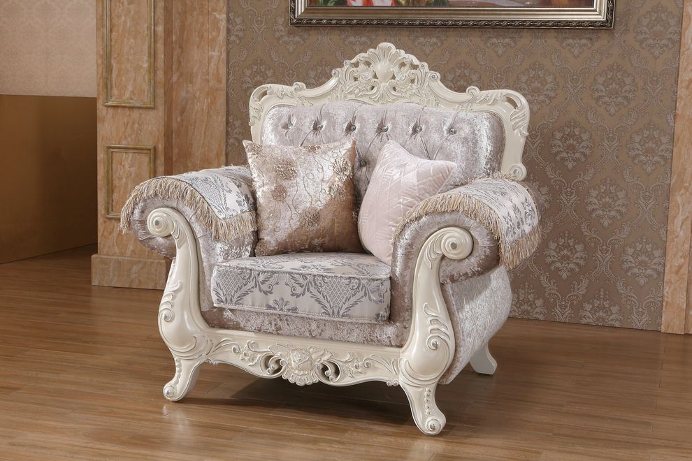 Rich fabric tufted traditional style chair by Meridian