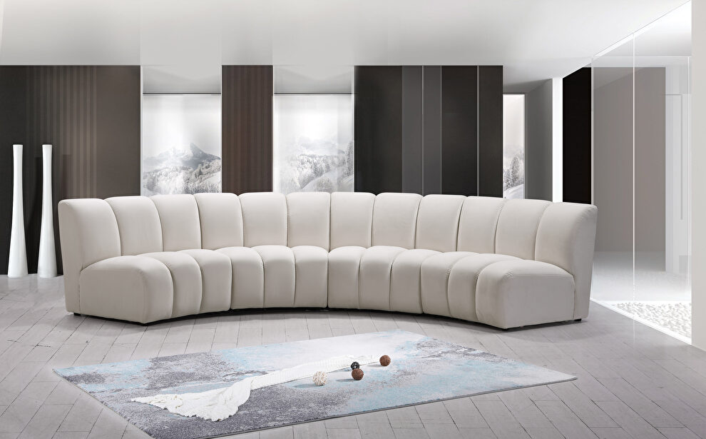 4pcs cream velvet modular sectional sofa by Meridian