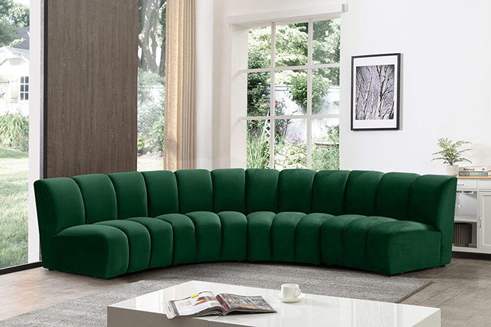 4pcs green velvet modular sectional sofa by Meridian