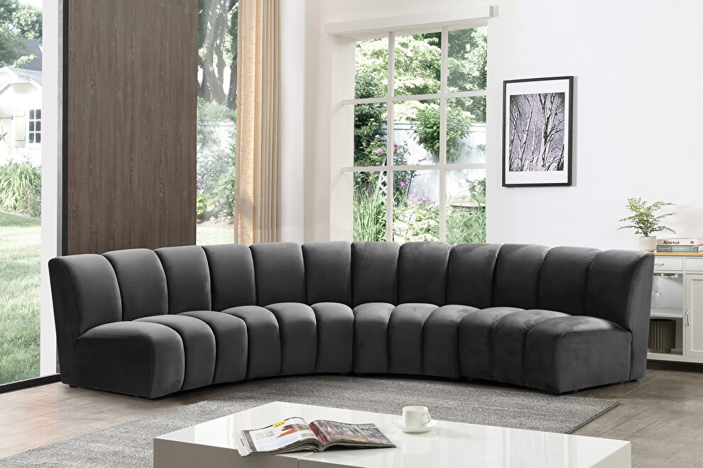 4pcs gray velvet modular sectional sofa by Meridian