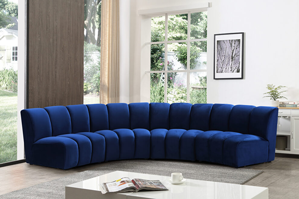 4pcs navy velvet modular sectional sofa by Meridian