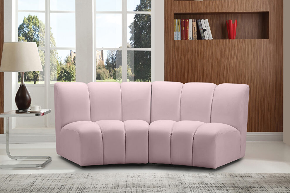 Modular contemporary velvet 2 piece loveseat by Meridian