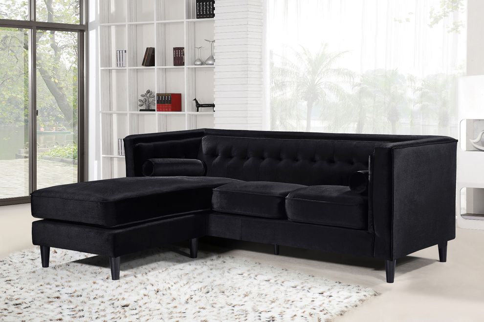 Premium black velvet sectional sofa by Meridian