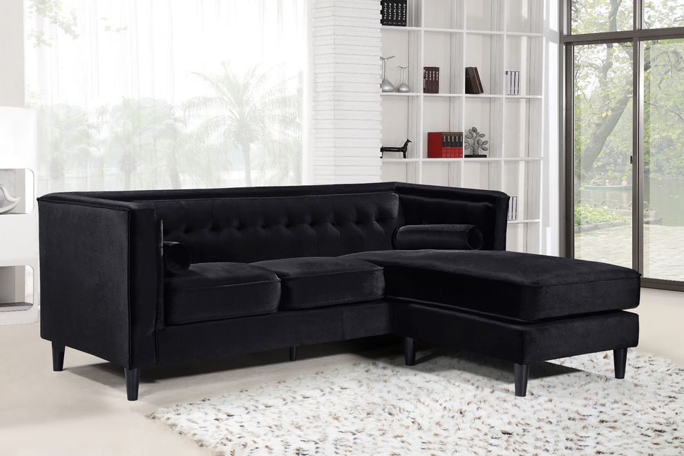 Premium black velvet sectional sofa by Meridian