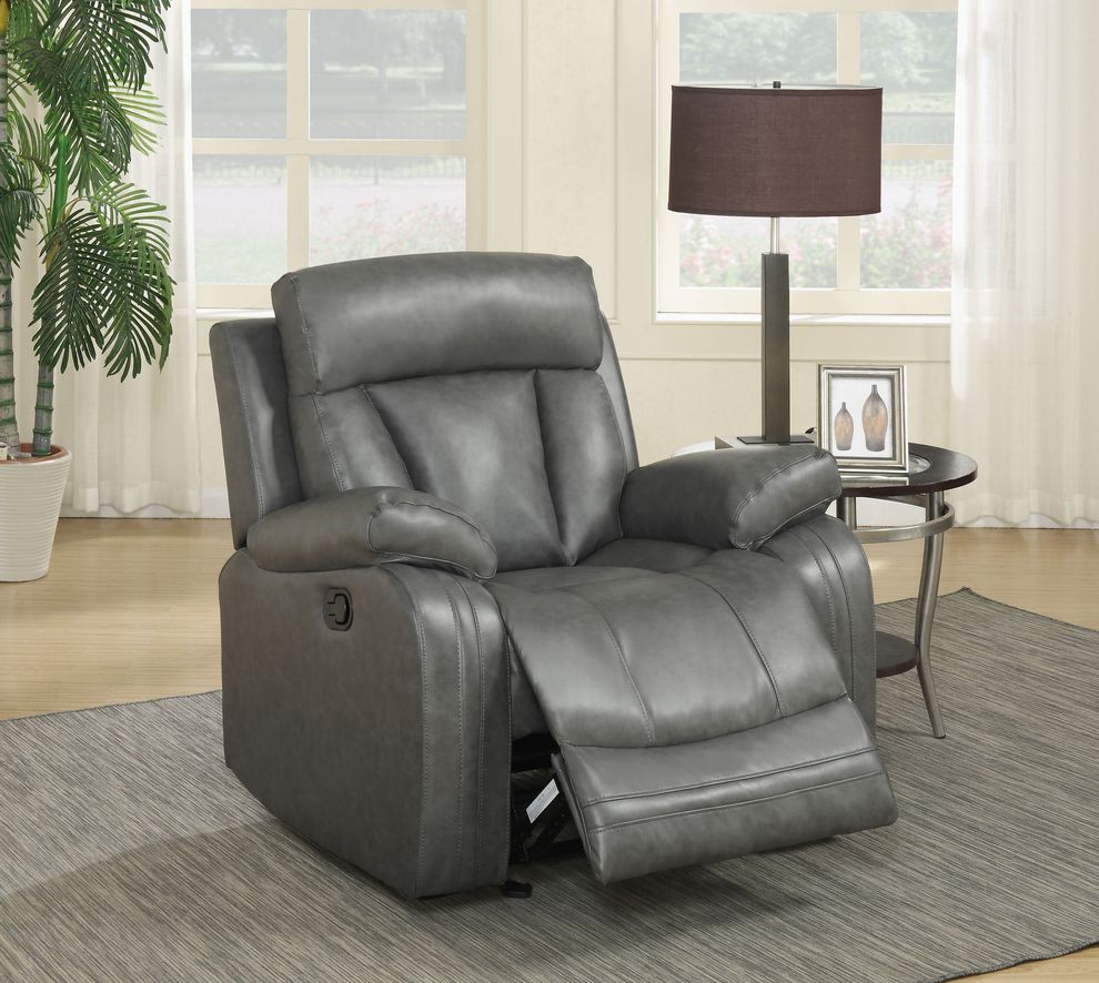 Glider recliner chair in gray bonded leather by Meridian