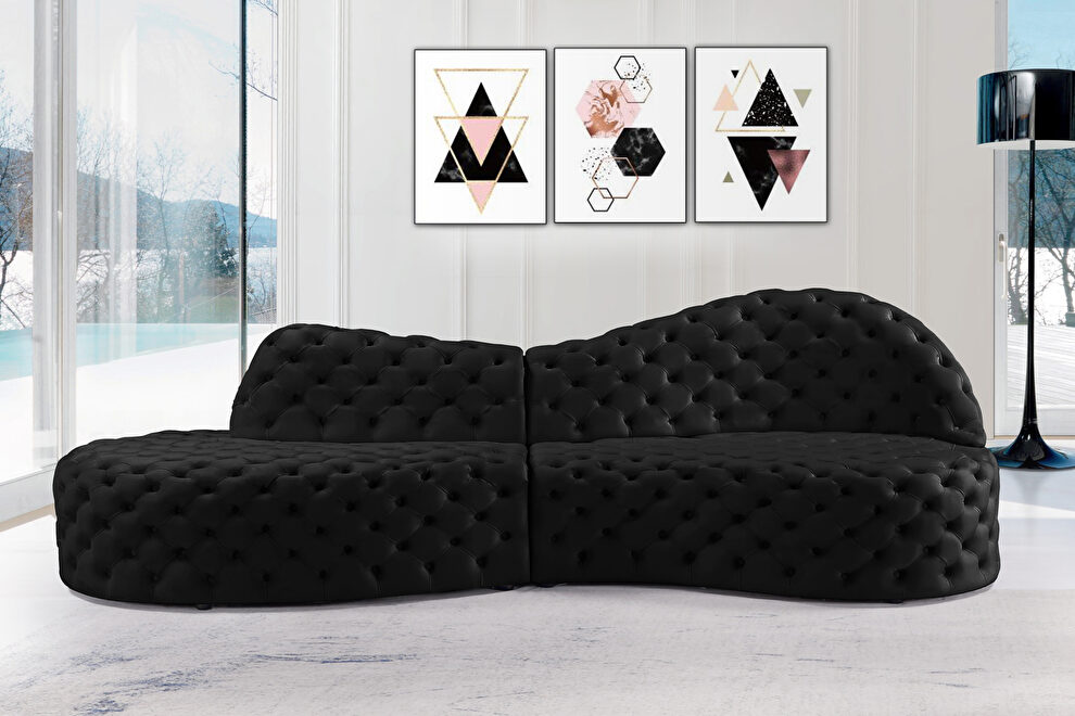 2pcs curved deep button tufted accent sectional by Meridian