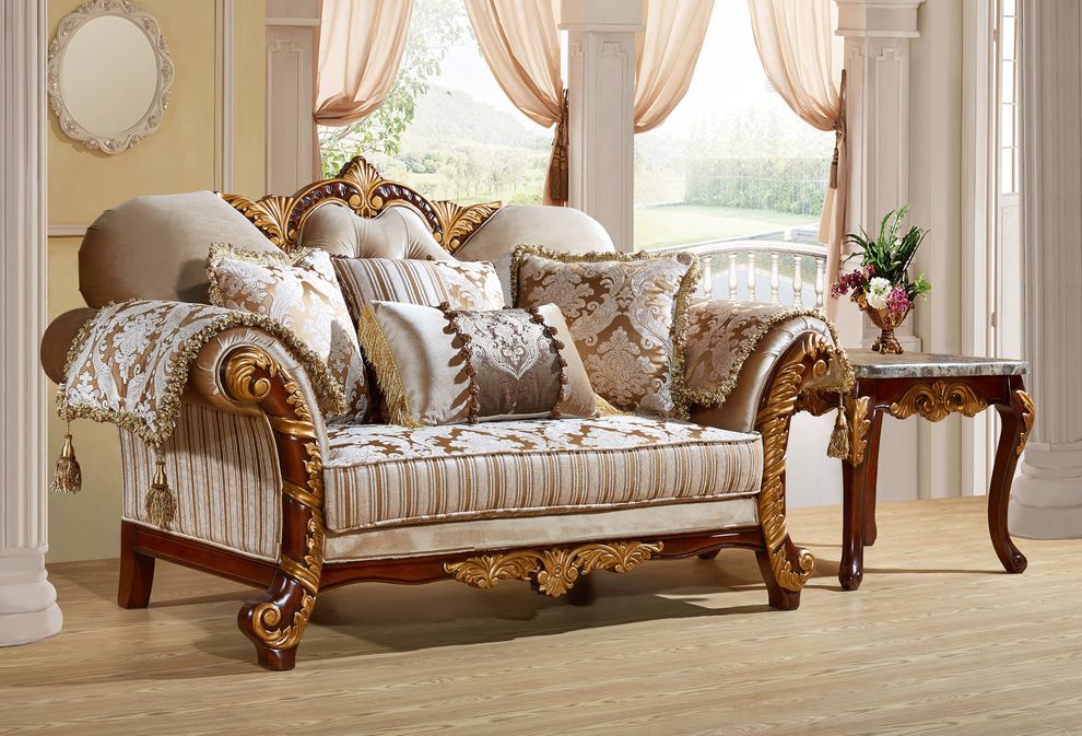 Rich cherry finish traditional loveseat by Meridian