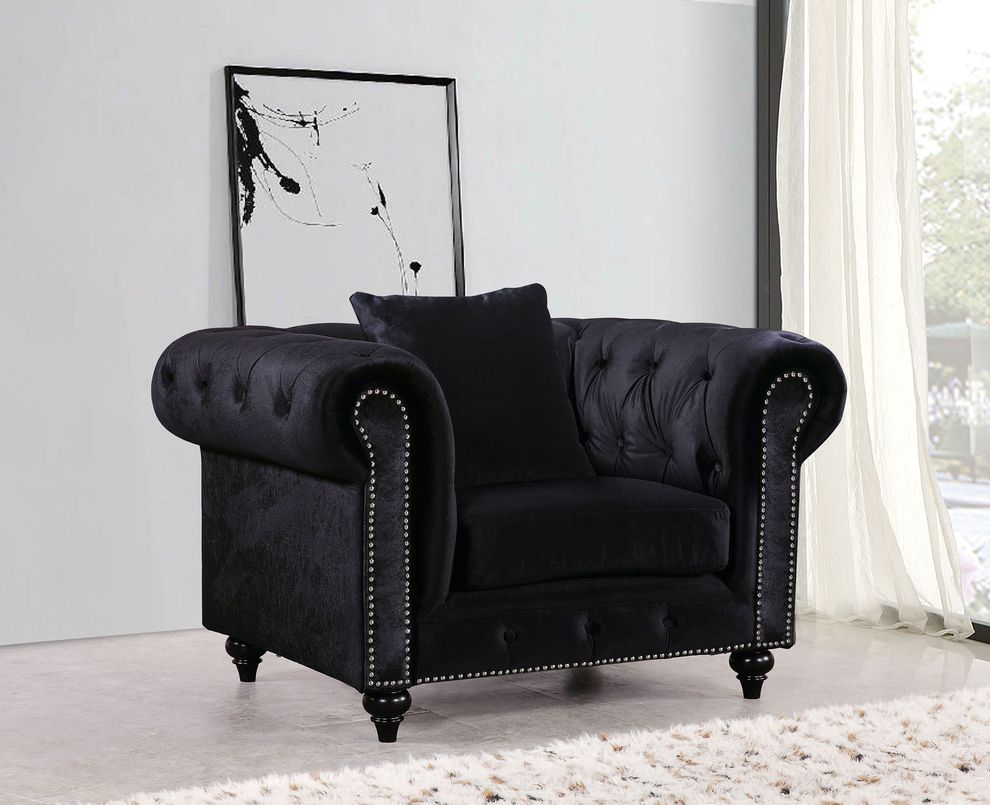 Black linen fabric tufted chair by Meridian