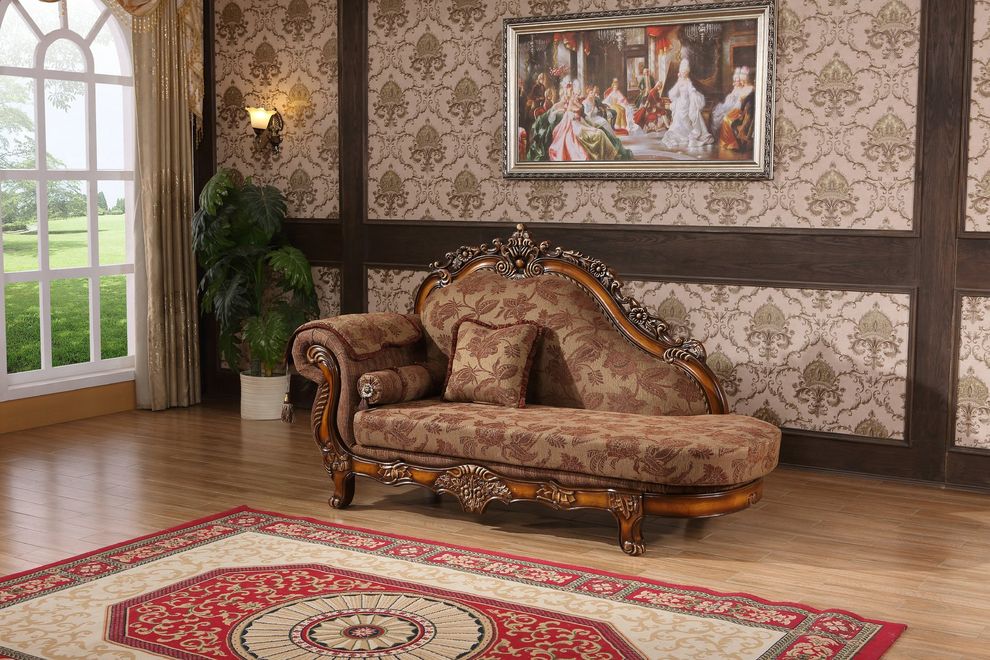 Carved designs traditional chaise by Meridian