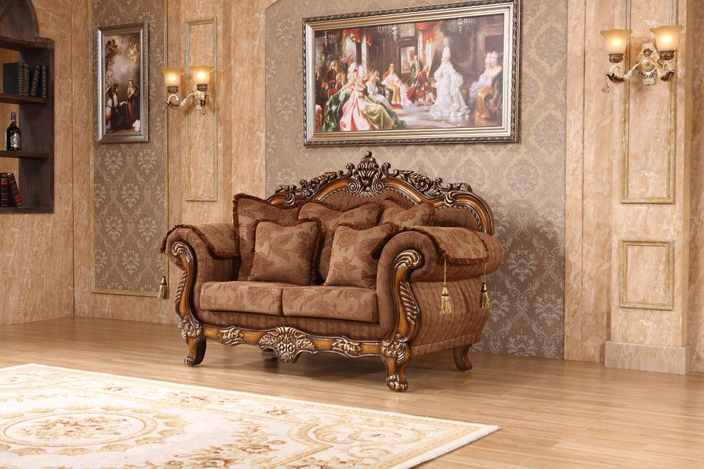 Carved designs traditional living room loveseat by Meridian