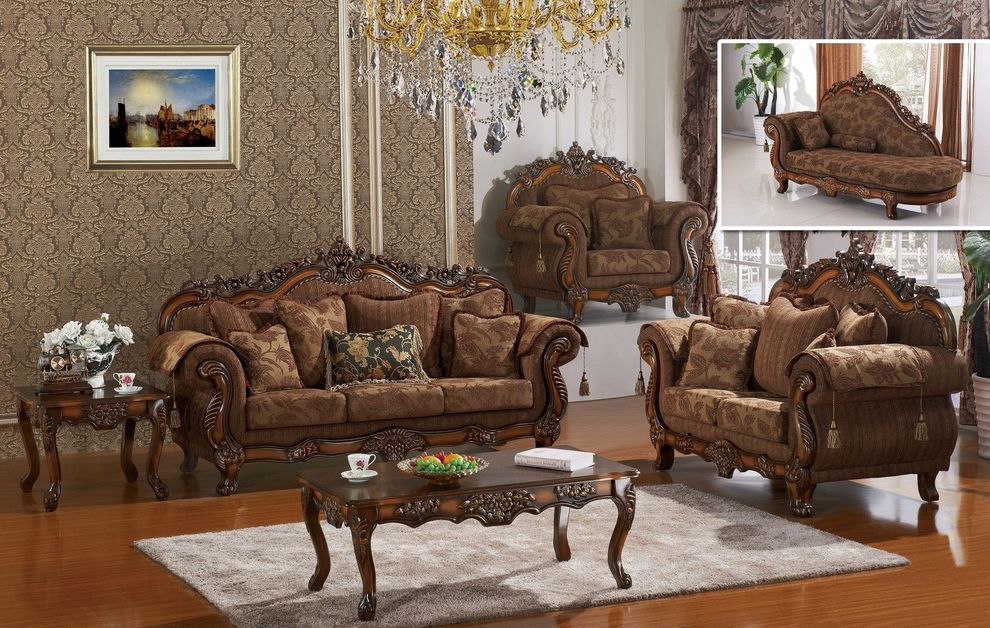 Carved designs traditional living room sofa by Meridian