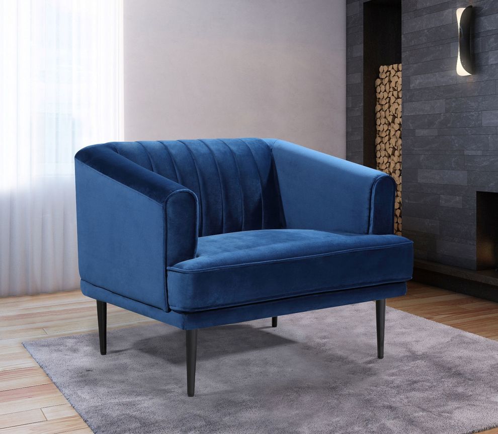 Affordable navy velvet contemporary chair by Meridian
