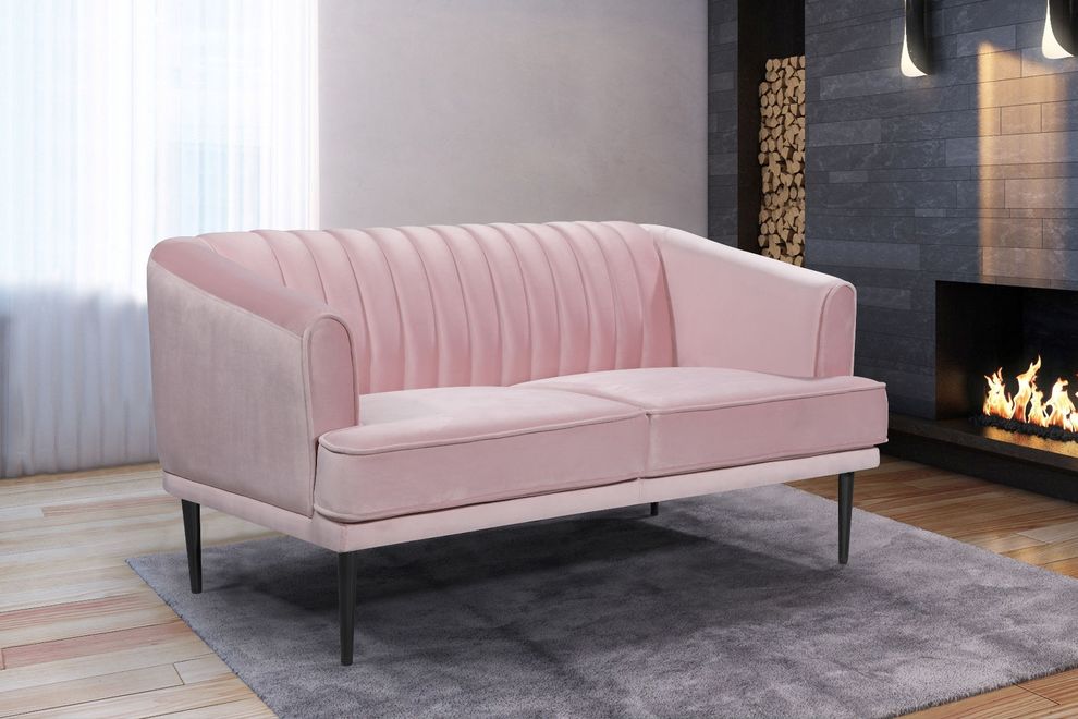 Affordable pink velvet contemporary loveseat by Meridian