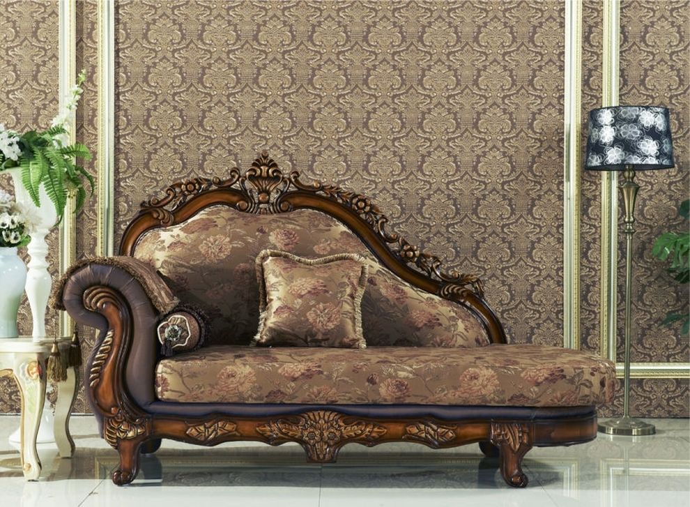 Brown/light brown traditional chaise lounge by Meridian