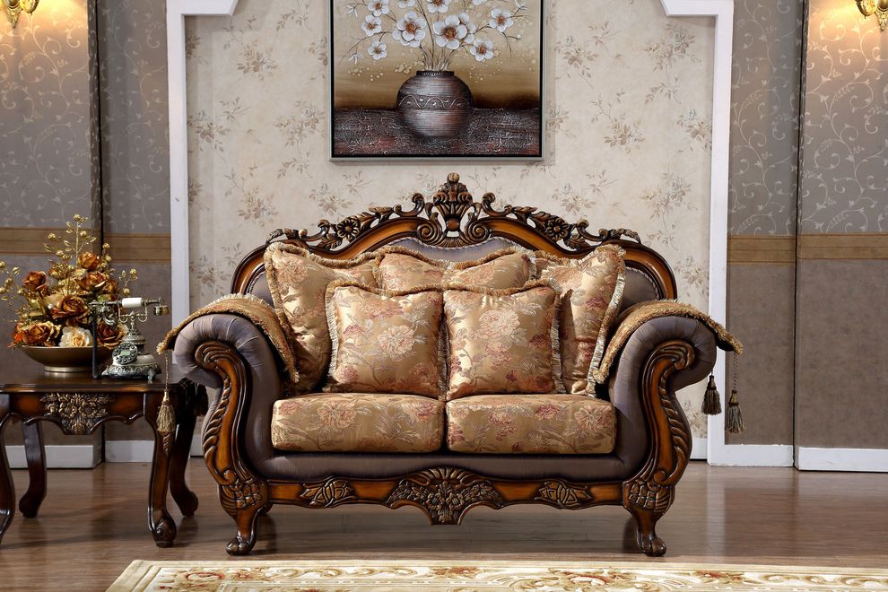 Brown/light brown traditional loveseat by Meridian