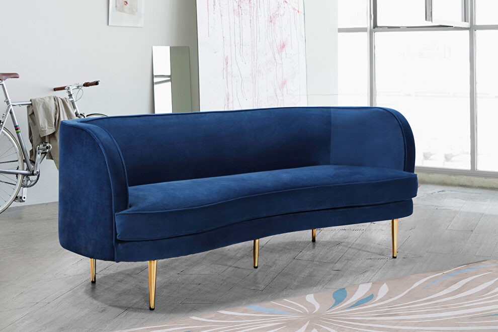 Simple and casual style velvet sofa w/ golden legs by Meridian