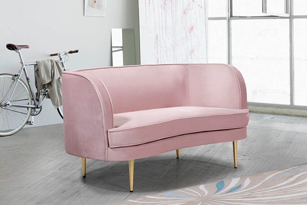 Simple and casual style velvet loveseat w/ golden legs by Meridian
