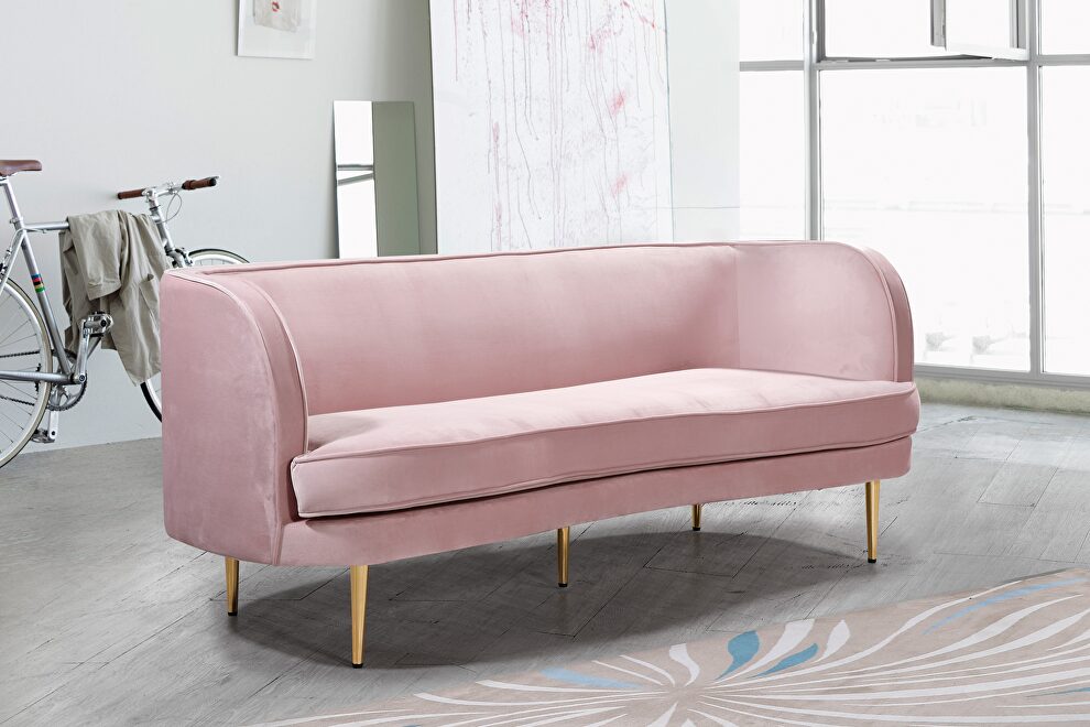Simple and casual style velvet sofa w/ golden legs by Meridian