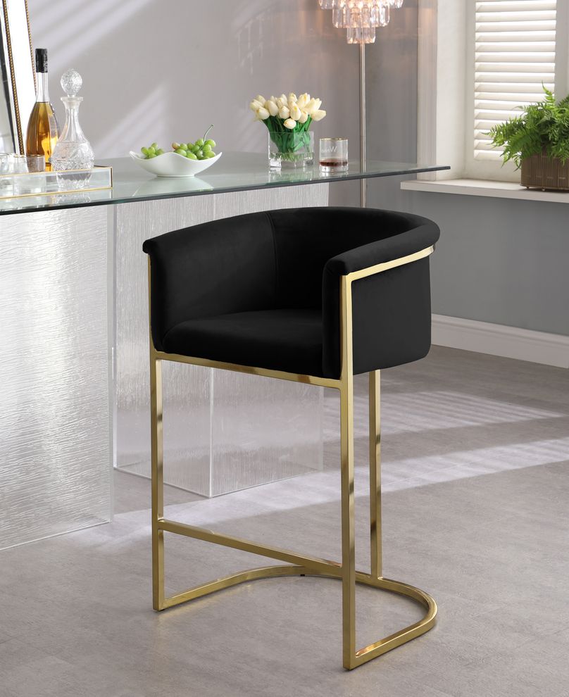 Black velvet contemporary bar stool by Meridian
