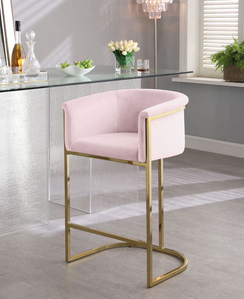 Pink velvet contemporary bar stool by Meridian