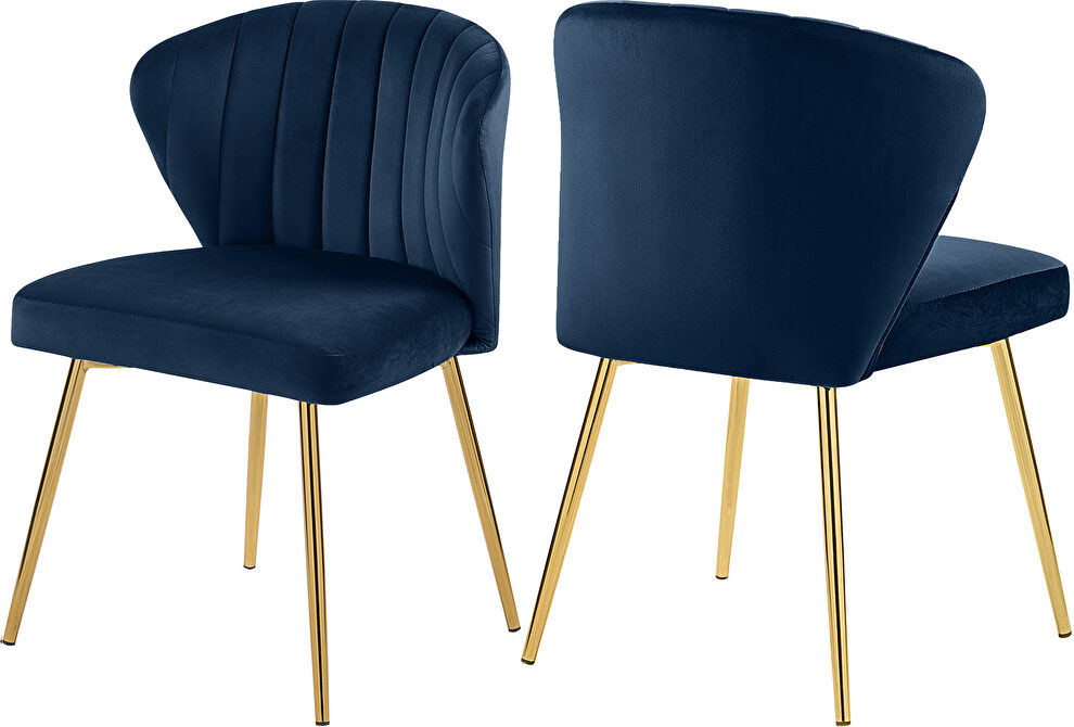 Velvet upholstery contemporary dining chair w/ gold legs by Meridian