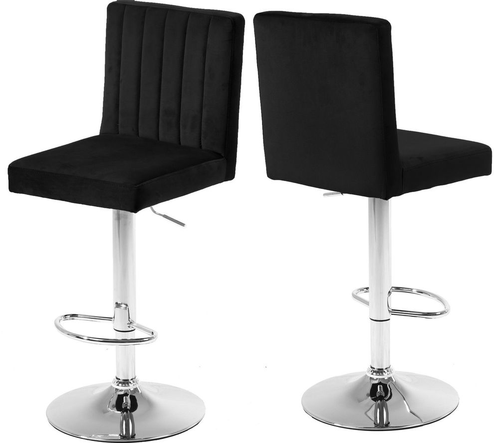 Adjustable height modern bar stool in black velvet by Meridian