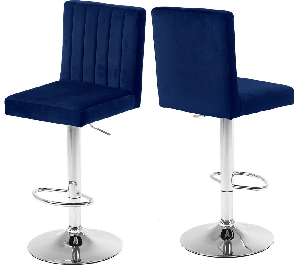 Adjustable height modern bar stool in navy velvet by Meridian