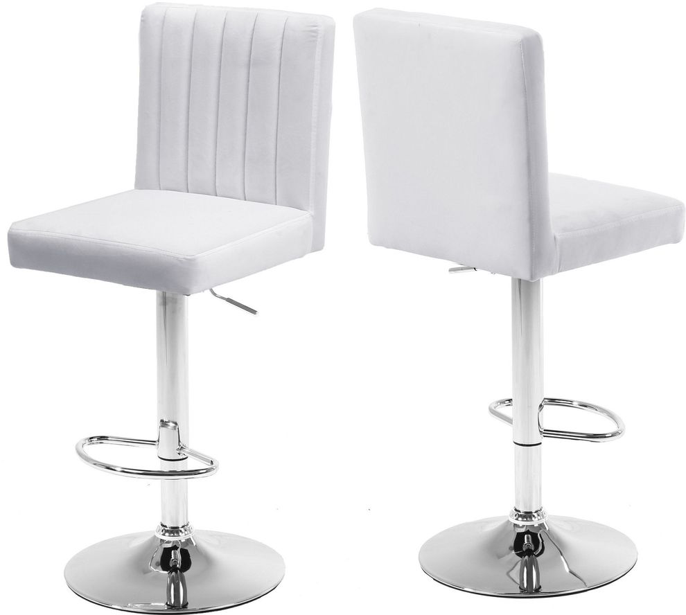 Adjustable height modern bar stool in white velvet by Meridian