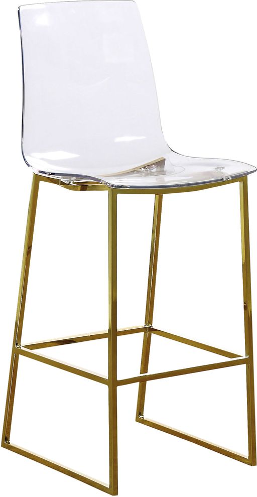 Acrylic / gold bar stool in contemporary style by Meridian