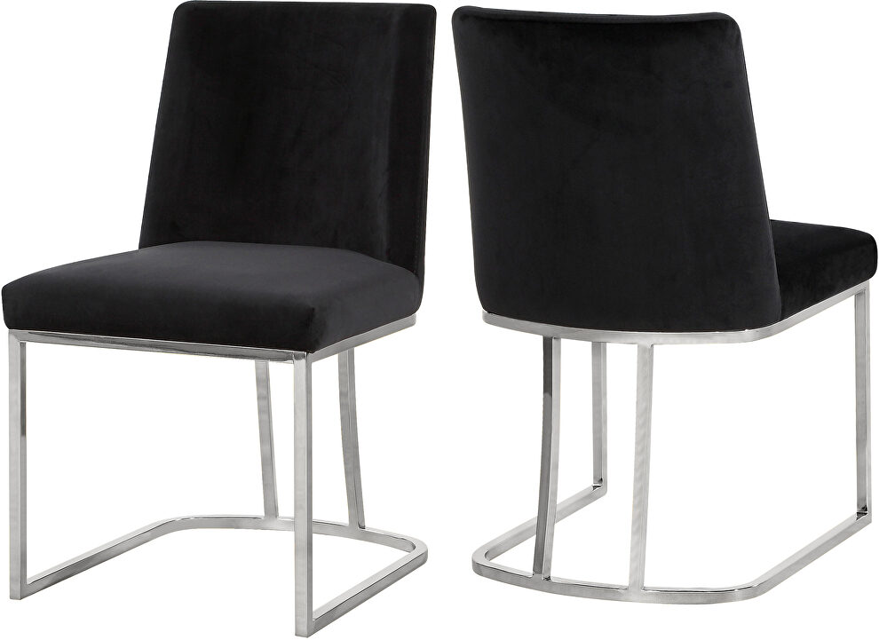 Elegant contemporary silver / black velvet dining chair by Meridian