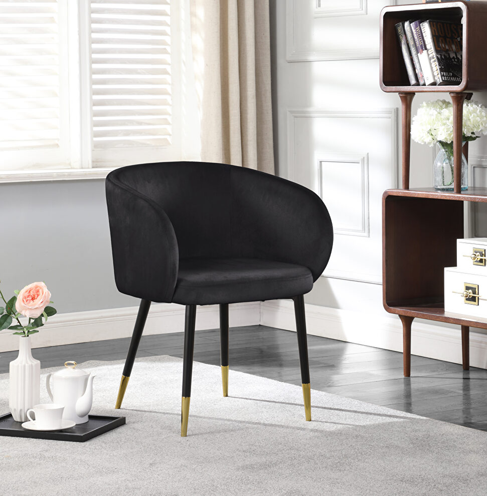Elegant stylish glam style velvet / gold dining chair by Meridian