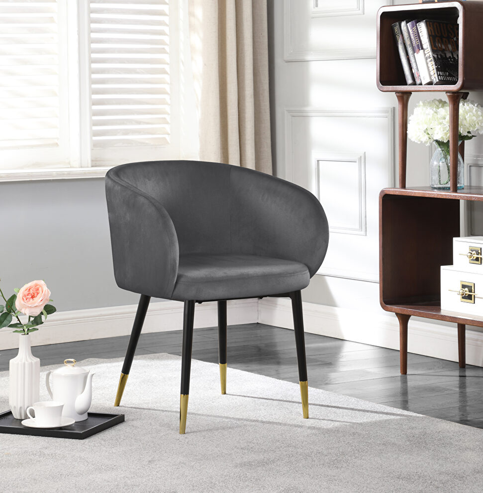 Elegant stylish glam style velvet / gold dining chair by Meridian