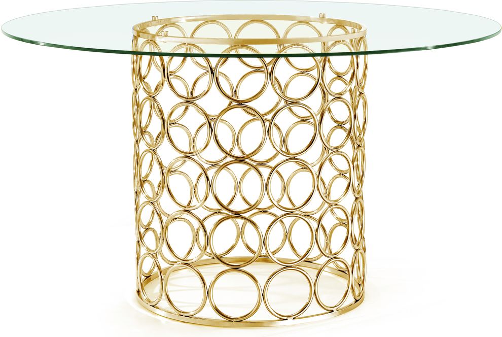 Round glass top table w/ golden base by Meridian
