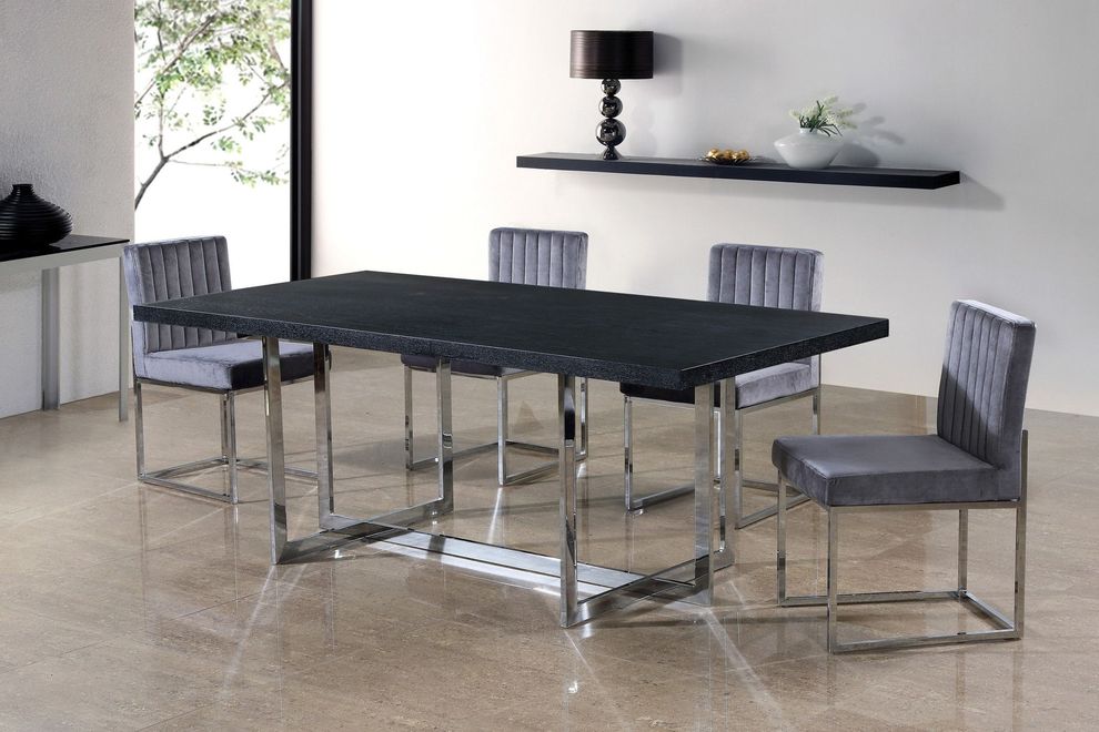 Contemporary black charcoal / chrome table by Meridian