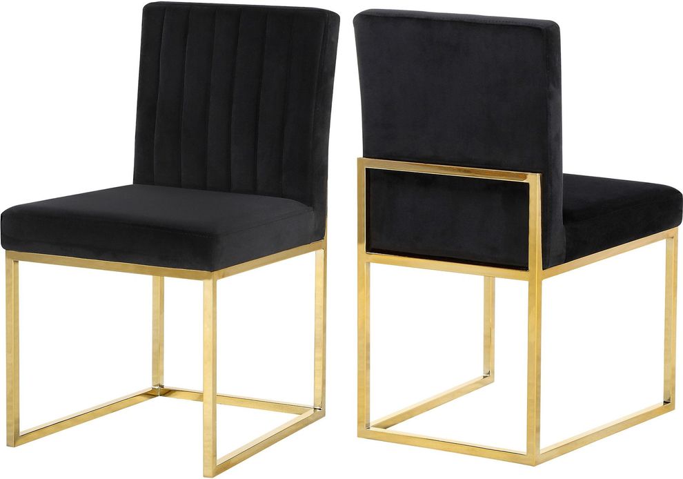 Gold / black velvet dining chair by Meridian