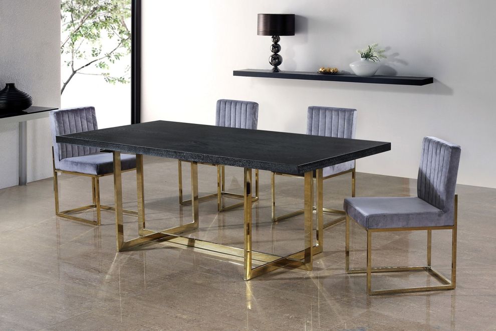 Gold / black charcoal contemporary dining table by Meridian