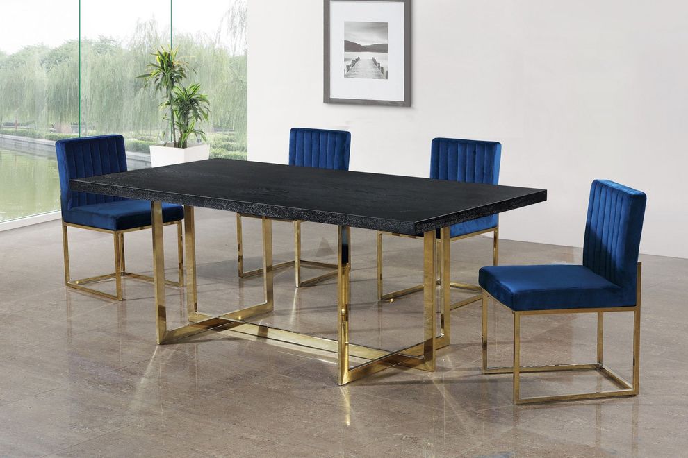 Gold / black charcoal contemporary dining table by Meridian