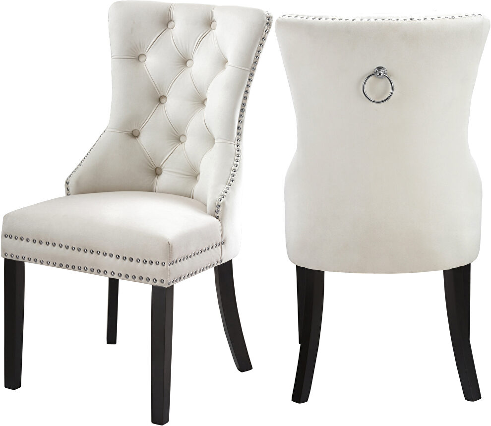 Traditional styled velvet dining chair w/ nailhead trim by Meridian