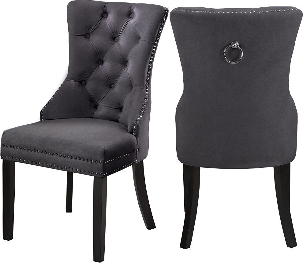 Traditional styled velvet dining chair w/ nailhead trim by Meridian