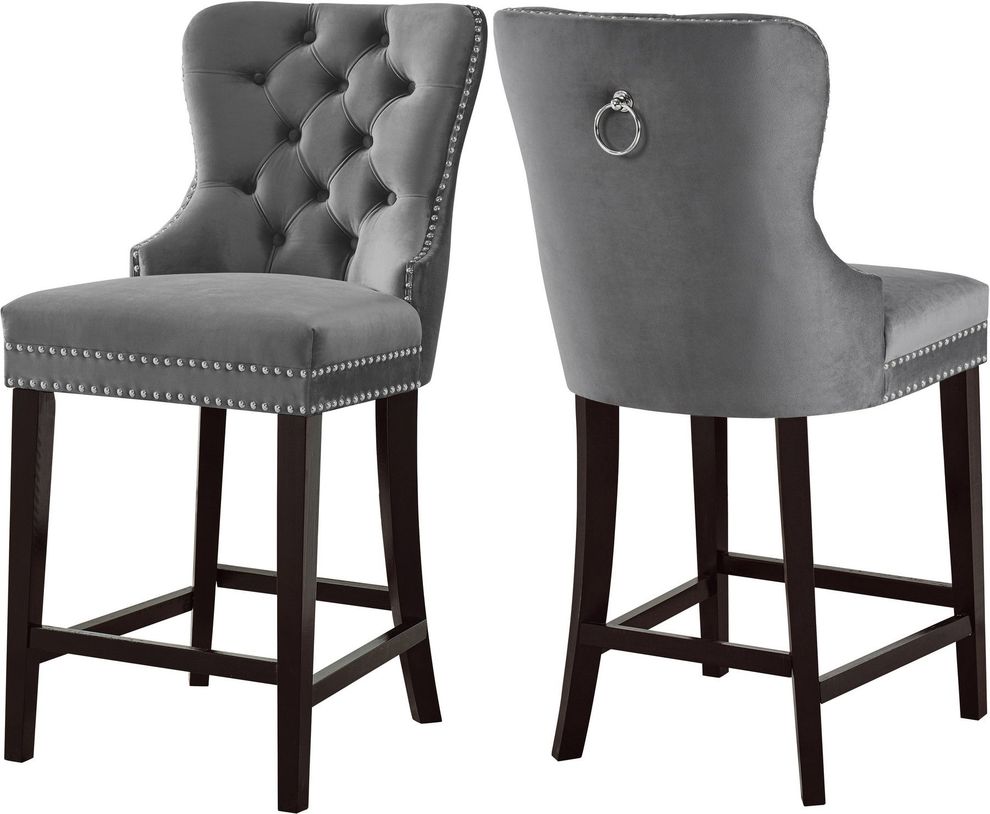 Contemporary gray 2pcs stool set by Meridian