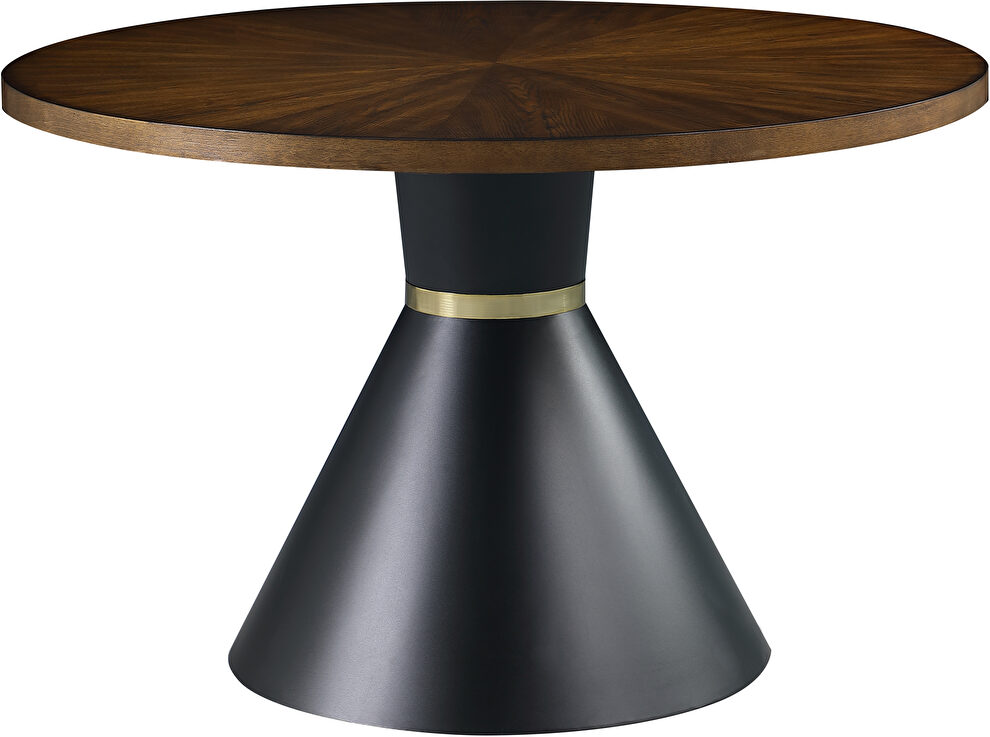 Round brown veneer dining table in modern style by Meridian